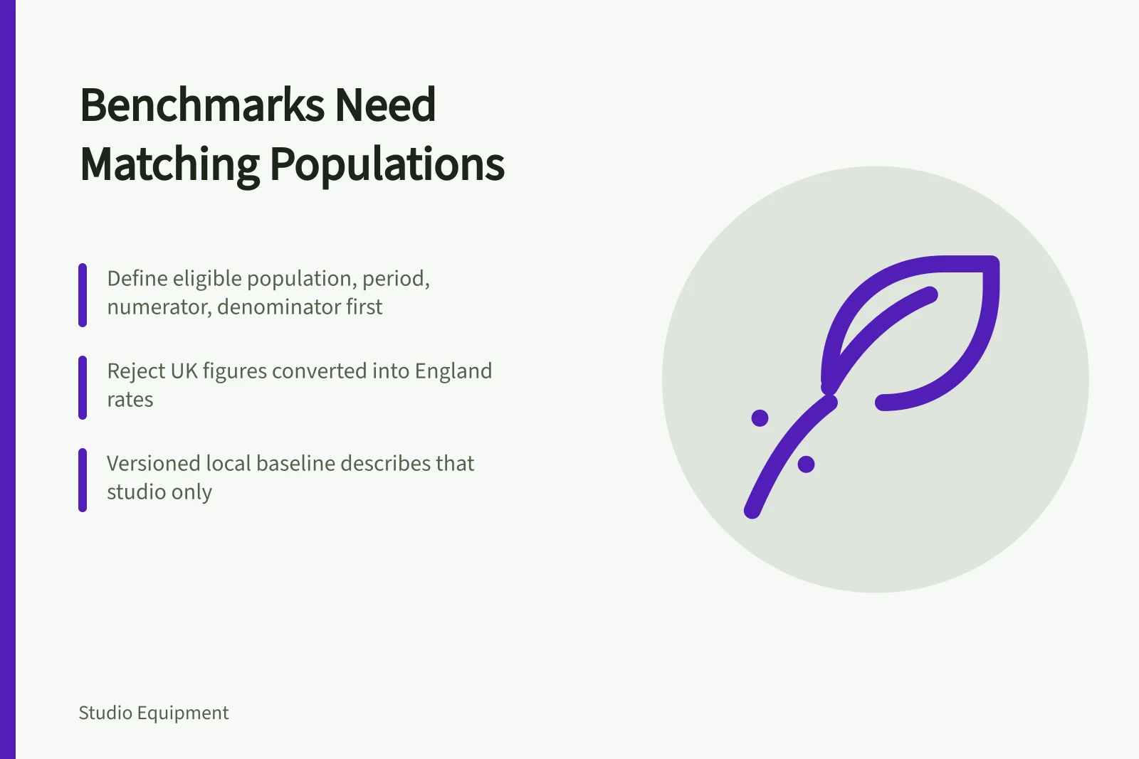 Card on matching studio benchmark populations, periods, denominators and uncertainty