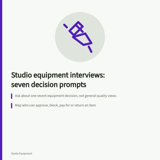 Interview prompts for recent creator studio equipment decisions. Creator studio equipment interviews: seven prompts on recent decisions